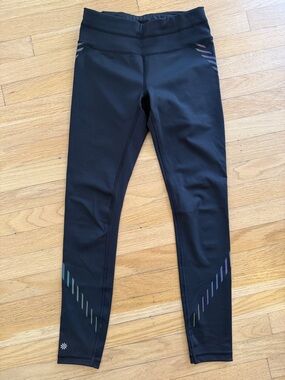 Athleta Black Leggings with Iridescent Accent Stripes